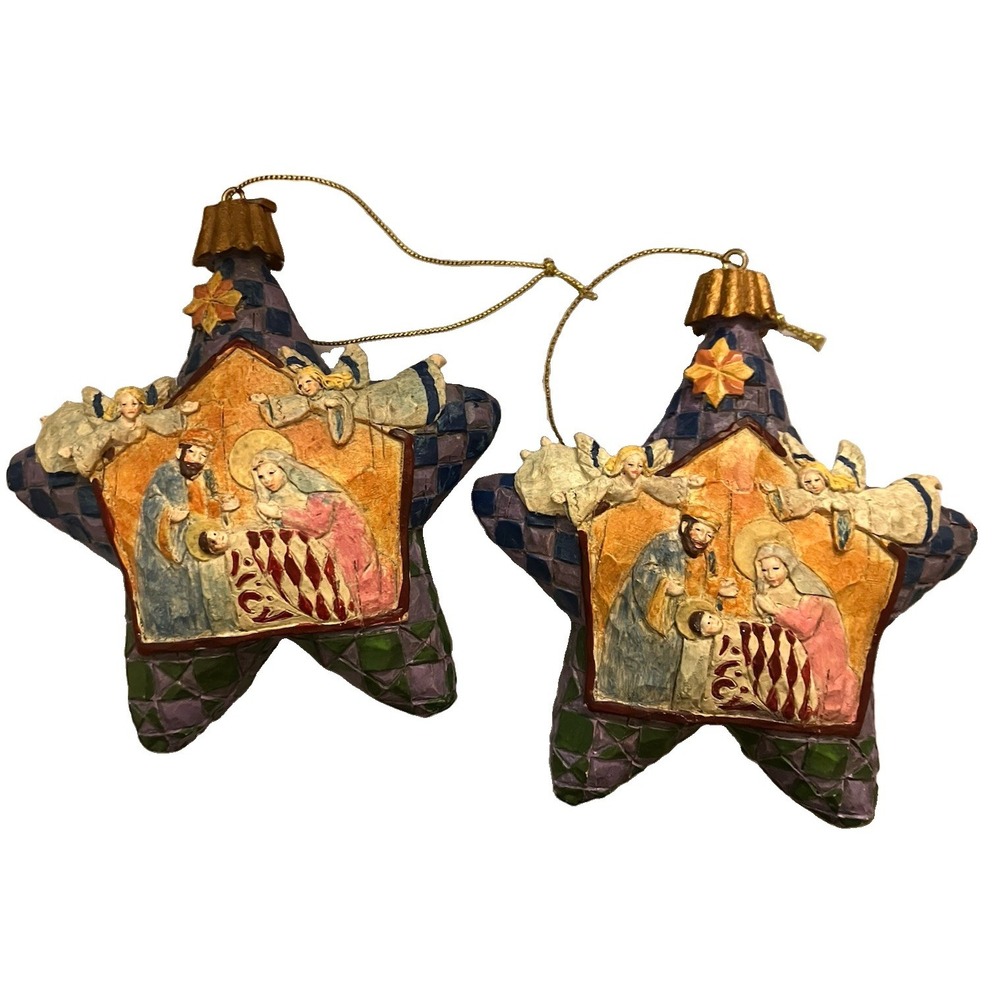 Enesco Jim Shore Christmas Ornaments Heartwood Creek Star Nativity Scene 2004